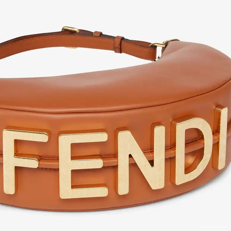 Vintage HOT Small Brown Fendigraphy In Leather Hobo Fendi Bag Calf 0502